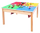 Fun Builder Table-Compatible with Lego Brand Blocks-with Mesh Net-Made in The USA-Heavy Duty Series with Solid Hardwood Frame and Legs-32" x 32" Preassembled- Ages 5 and Older
