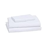 Amazon Basics Lightweight Super Soft Easy Care Microfiber Bed Sheet Set with 14" Deep Pockets - Twin, Bright White