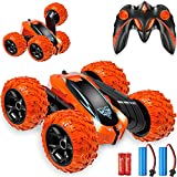 Remote Control car,2.4GHz Electric Race Stunt Car,Double Sided 360° Rolling Rotating Rotation, LED Headlights RC 4WD High Speed Off Road for 3 4 5 6 7 8-12 Year Old Boy Toys (Orange)
