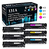 6 Pack (3BK+C+M+Y) 131A | CF210A CF211A CF212A CF213A Remanufactured Toner Cartridge Replacement for HP Color Laserjet Pro M251n(CF146A) M251nw(CF147A) M276n(CF144A) M276nw(CF145A) Printer