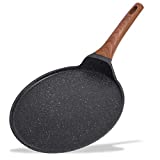 ESLITE LIFE Nonstick Crepe Pan with Spreader, 11 Inch Granite Coating Flat Skillet Tawa Dosa Tortilla Pan, Compatible with All Stovetops (Gas, Electric & Induction), PFOA Free