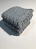 Grey Crochet Cotton Dishcloth, set of 3