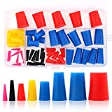 Swpeet 50Pcs High Temp Silicone Rubber Protective Tapered Plug Assortment Kit, Masking System Kit Perfect for Powder Coating, Painting, Anodizing, Plating & Media Blasting