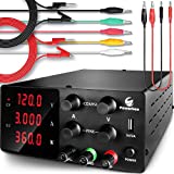 POWERBES DC Power Supply Variable 120V 3A - Adjustable Horizontal Switching Regulated Benchtop, Highly Portable, 3-Row & 4 Digits Display, Highly Accurate (0.01V - 0.001A), Testing Leads Included