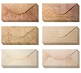 【Pack 48 】Vintage Envelopes - Vintage Style Envelopes - Classic Aged Envelopes in 6 Unique Designs - Old Looking Envelopes- Antique Style Envelopes- 4 x 8.7 inches (48 Pack)