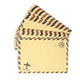 Honbay 50PCS 12.5x17.5cm/4.92x6.89inch Airmail Vintage Kraft Paper Envelopes Invitation Letter Envelopes Airmail Stationery for Letters,Invitation Letter, Postcards,etc (Brown)