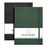 AHGXG Dotted Journal 2-Pack- Dot Grid Journal B5 size (7.6x 10 inch) with Premium Thick 120gsm Dot Paper, Softcover PU Leather Total 160 sheets Pages, BlackGreen
