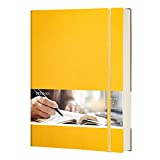 EMSHOI College Ruled Composition Notebook- B5 Large Notebooks, Soft Cover Leather Journal, 204 Numbered Pages, 100gsm Thick Lined Paper, for Women Men Writers School Students, 7.5"x10"-Yellow