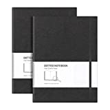 RETTACY Dotted Grid Journal 2 Pack - B5 Large Composition Dotted Notebook with 384 Numbered Pages,100gsm Thick Dotted Paper,Soft Leather Cover,Inner Pocket,7.6'' X 10''