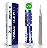 MedHelp Disposable Scalpel 15 Disposable Dermaplaning Blades with Plastic Handle, High Carbon Steel Dermablade Blades. Individually Wrapped 10 Blade ● Box of 10