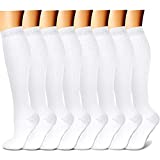 CHARMKING Compression Socks for Women & Men Circulation 15-20 mmHg is Best Graduated Athletic for Running, Flight Travel, Support, Pregnant, Cycling - Boost Performance, Durability (L/XL, White)