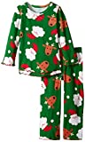 Sara's Prints Big Girls' Ruffle Top and Pant, Santa's Reindeer Green, 8