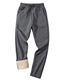 Gihuo Men's Winter Fleece Pants Sherpa Lined Sweatpants Active Running Jogger Pants (2# Dark Grey, Large)