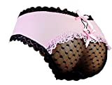 aishani SISSY pouch panties men's hipster panty lace bikini briefs lingerie underwear for men (L, pink)