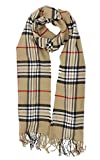 Cirrus Soft Cashmere Feel Plaid Check and Solid Winter Scarf (Classic Camel Plaid)