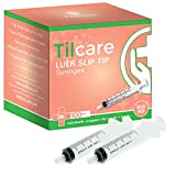 5ml Syringe Without Needle Luer Slip 100 Pack by Tilcare - Sterile Plastic Medicine Droppers for Children, Pets or Adults  Latex-Free Oral Medication Dispenser - Syringes for Glue and Epoxy