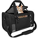 Qlfyuu Pet Carrier Airline Approved,Dog Carriers for Small Dogs 15lbs,TSA Approved Pet Carriers for Small Dogs,Cat Travel Carrier for Small Medium Pets Dogs Cats,Soft Sided Pet Cat Carrier,Black
