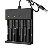 18650 Charger 3.7V Rechargeable 18650 Battery Charger 4 Bay Li ion for Rechargeable Lithium Batteries 26650 21700 18650 10400 14500 16340 16650 18500 (Only USB Charger)