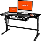 Truweo Adjustable Electric Standing Desk  50 x 23.6 inches Sit to Stand Office Desk with Cable and Sliding Keyboard Tray  3 Controlled Memory Height Settings  Anti-Scratch Surface  Black