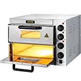 VEVOR Commercial Pizza Oven Countertop, 14" Double Deck Layer, 110V 1950W Stainless Steel Electric Pizza Oven with Stone and Shelf, Multipurpose Indoor Pizza Maker for Restaurant Home Pretzels Baked