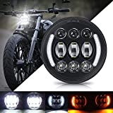 SUPAREE 5-3/4 5.75 Inch LED Headlight with Halo DRL Turn Signal for Dyna Street Bob Super Wide Glide Low Rider Night Rod Train Softail Deuce Sportster Iron 883