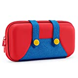 FUNLAB Switch Case Compatible with Nintendo Switch/OLED, Cute Portable Switch Carrying Case with 10 Game Holders for Mario Fans-Red