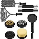 Grill Brush Set for Outdoor Grill Cleaning, 6 Pieces Replaceable Cleaning Head, Cloth Steam Head, Brass Bristle Scraper, Bristle Free and Nylon Bristle Head, 18'' Grill Grate Cleaner Ultimate Kit