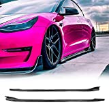 MCARCAR KIT Real Carbon Fiber Side Skirts Fits for Tesla Model 3 Sedan 2017-2021 Factory Outlet CF Under Door Rocker Panels Valance Extension Lip (Carbon Fiber Golss Black)