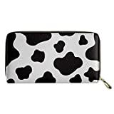 Biyejit Cow Print Leather Long Wallet Travel Purse Credit Card Holder Phone Clutch Women Birthday Gift