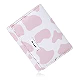 Girls Cute Cow Print Tri-folded Key Case Wallet PU Leather Cartoon Small Wallet Cash Pocket Card Holder ID Window Purse Coin Purse Money Small Short Wallet (pink)