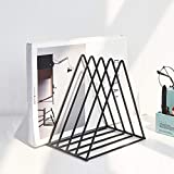 Triangle File Holder,5 Slot Metal Vinyl Record Stand Holder Magazine Newspaper Holder Photography Props for Office Home 1 Pc (Black)