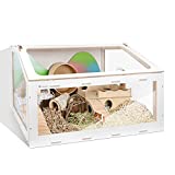 Niteangel Vista Hamster Cage W/ Oblique Opening Cage Door - MDF Aspen Small Animal Cage for Syrian Dwarf Hamsters Degus Mice or Other Similar-Sized Pets (Medium - 40.7 x 22.7 x 22.9 inches, White)
