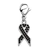 CHOORO Melanoma Cancer Awareness Gift Black Ribbon Survivor Gift Black Ribbon Charm Zipper Pull Skin Cancer Survivor Narcolepsy Awareness Encouragement Gift (Black Ribbon Zipper Pull)