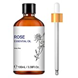 HIQILI Rose Oil Essential Oil, Premium Grade Rose Fragrance Oil for Diffuser, Skin, Hair, Candle Making, Soap Making,Large Bottle with Dropper & Gift Box- 3.38 Oz