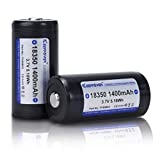 Keeppower Protected 18350 Li-ion Rechargeable Battery Button Top 3.7V 1400mAh 5.18Wh for Flashlight (NOT High Drain) (2 Pack)