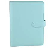 Antner A5 Binder PU Leather 6-Ring Notebook Binder Cover for A5 Filler Paper, Refillable A5 Personal Planner Binder with Magnetic Buckle Closure, Mint Blue