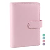 A5 PU Leather Notebook Binder, Refillable A5 Inner Filler Papers Journal Binder Cover with 6 Ring, Personal Diary Schedule Organizer Planner Binder with Magnetic Buckle Closure 7 x 9 ¼" [Pink]