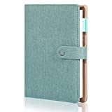Spiral Leather Journal Writing Notebook, 6 Ring Binder Refillable Diary Notepads, Vintage Business Planner Personal Organizer, Agenda for Men Women, Faux Cloth Cover, A5 Size，Teal