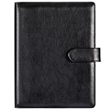 A5 Notebook Binder - 7.08'' x 9.16'' (Closed), 6 Ring PU Leather Binder for A5 Filler Paper (Paper Size: 5.5'' x 8.4''), Loose Leaf Personal Organizer Binder Cover, Snap Button & Pen Holder, Pockets