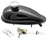 Bicycle Fuel Gas Tank 2L Fuel Tank Fit for 49cc 50cc 60cc 66cc 80cc Engine Motorized Bike Black Fuel Gas Tank Petcock with Cap Upgrade Replacement Gas Fuel Petrol Tank