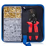 Wire Terminals Crimping Tool Kit with Portable Bag, Preciva AWG22-16 Self-Adjusting Automatic Ratcheting Wire Terminals Crimper Tool Set with 600PCS Male/Female Spade Connectors and Insulated Sleeves