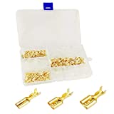 180pcs Brass Crimp Terminal Female Spade Connector with 180pcs Insulating Sleeve （2.8/4.8/6.3mm）, Quick Splice Crimp Terminals Kit AWG 22~14 Gauge for Car Audio Speaker