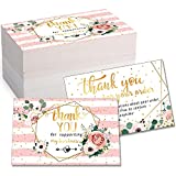 120 Mini Thank You for Your Order Business Cards Shopping Purchase Thanks Greeting Cards to Customer, Floral Design Appreciation Cards for Small Business Owners Sellers, 3.5 x 2 Inch