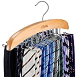 Tie Rack, Tie Organizer, Ohuhu 24 Wooden Twirl Tie Hanger, Closet Organizer and Storage Rack for Ties, Belts, Scarves, Accessories