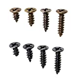 Mini Skater 200PCS Small Cross Flat Head Tapping Wood Screws with Oxide and Wax 4 Size Screws Assortment Kit (Black&Bronze,200pcs)