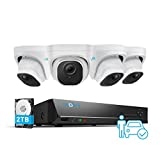 REOLINK 8CH 5MP Security Camera System, 4pcs Person/Vehicle Detection Smart 5MP Wired Outdoor PoE IP Cameras, 4K 8CH NVR with 2TB HDD for 24-7 Recording, RLK8-520D4-A