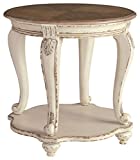 Signature Design by Ashley Realyn French Country Two Tone Round End Table, Chipped White