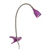 Newhouse Lighting NHCLP-LED-PUR Purple Metal Flexible Clamp-Style LED Goose Neck Desk Lamp in 3000K Warm White Color Temperature with Power Adapter and 6 ft. Power Cord