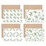 Bliss Collections Sweet Greenery All Occasion Blank Folded Cards with Envelopes, Bulk Pack of 24 Tented Notecards, 4x6 Assorted Cards for All Occasions Stationery Set