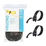 VELCRO Brand ONE-WRAP Cable Ties | 100Pk | 8 x 1/2" Black Cord Organization Straps | Thin Pre-Cut Design | Wire Management for Organizing Home, Office and Data Centers